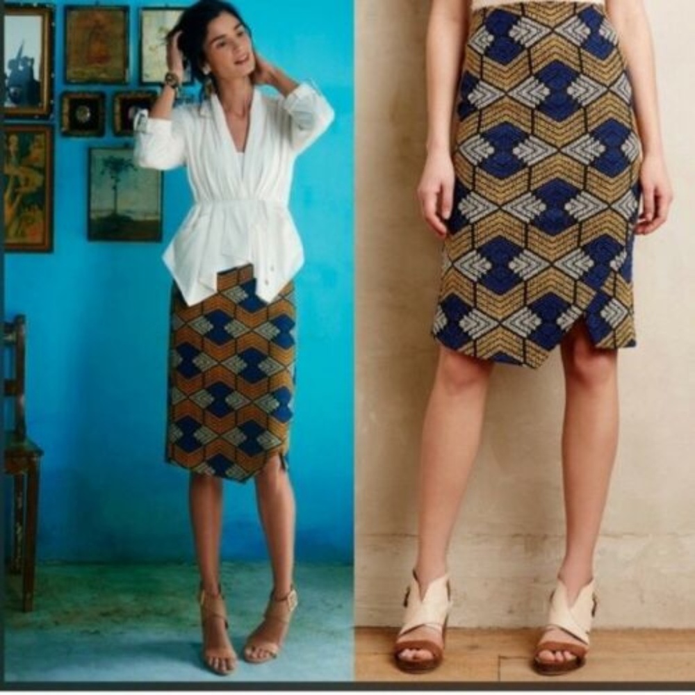 Anthro Maeve Kanara Pencil Skirt Stretch - Picture 3 of 8